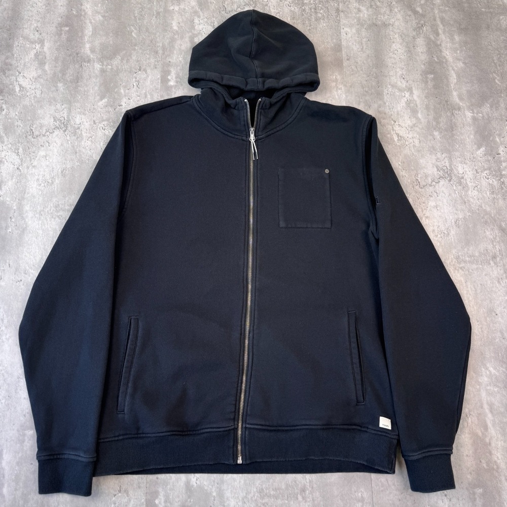 Vuori Seaside Full Zip Hoodie Mens XL Black Fleece Sweatshirt Chest Pocket V242